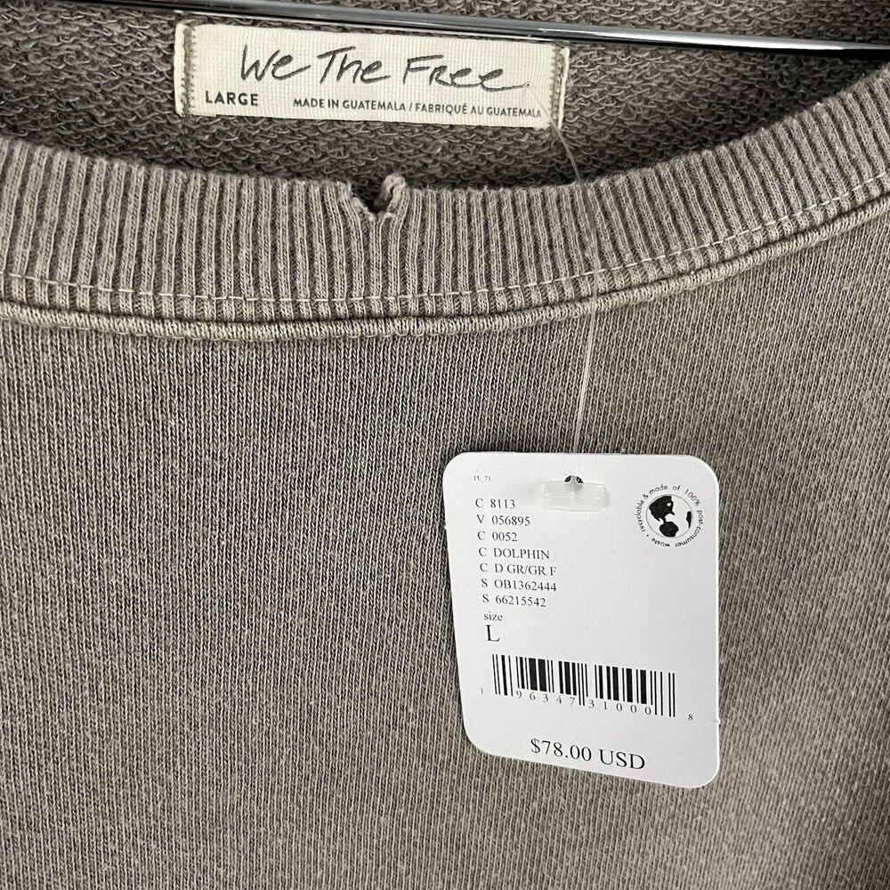We The Free Womens L Dolphin Gray Camden Cozy Oversize Sweatshirt - Picture 2 of 7
